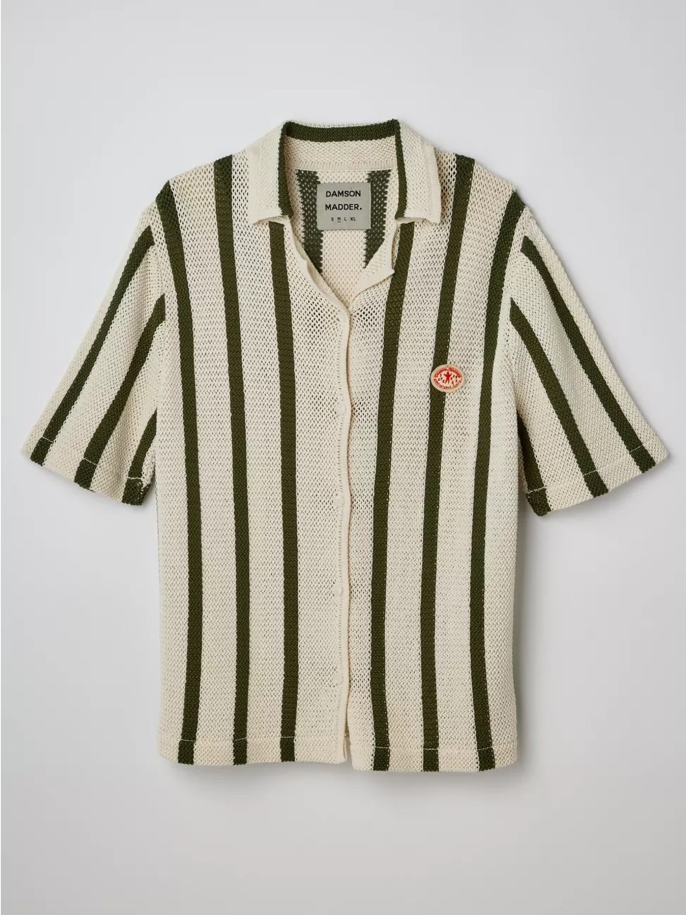 Damson Madder Cream & Olive Striped Short-Sleeve Polo Shirt
